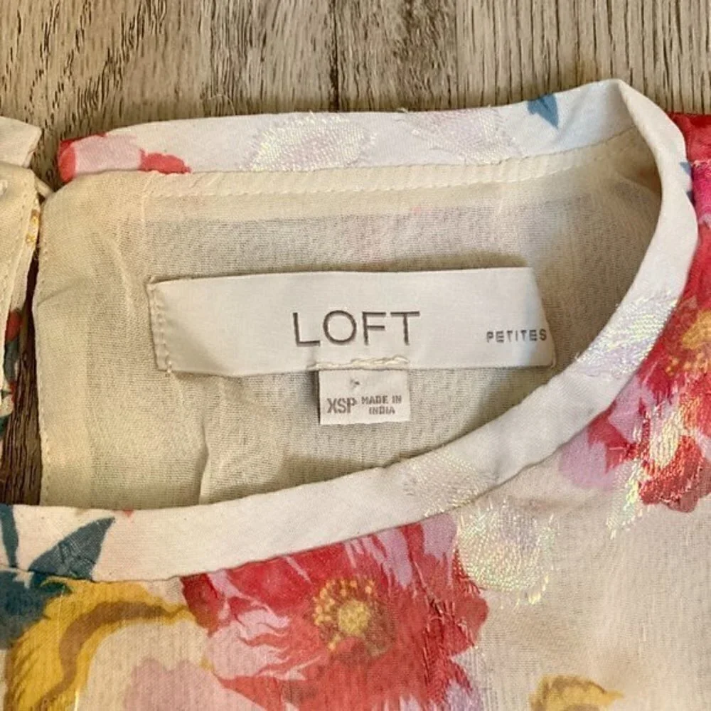 Loft Floral Ruffle Blouse Size XS Petite
